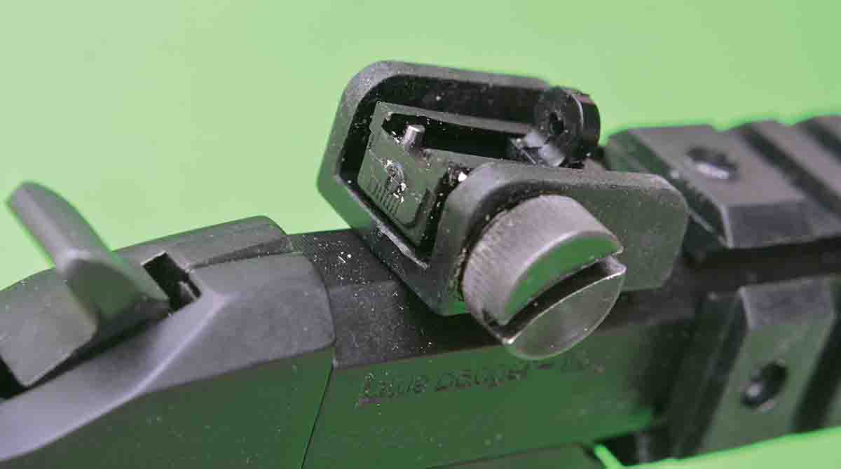The Little Badger features a fully-adjustable aperture rear sight.